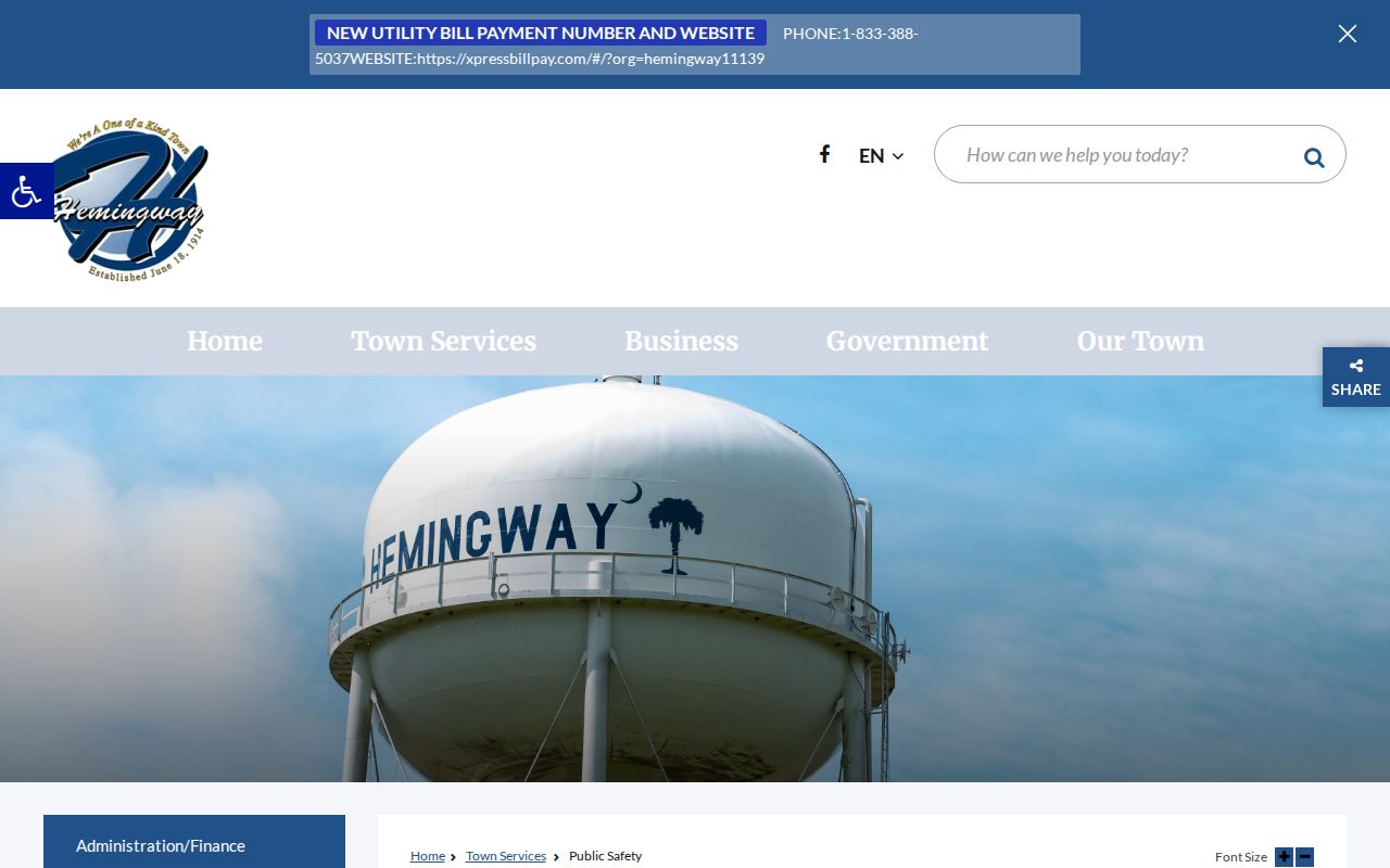 Hemingway Public Safety official page for Hemingway arrest record contacts